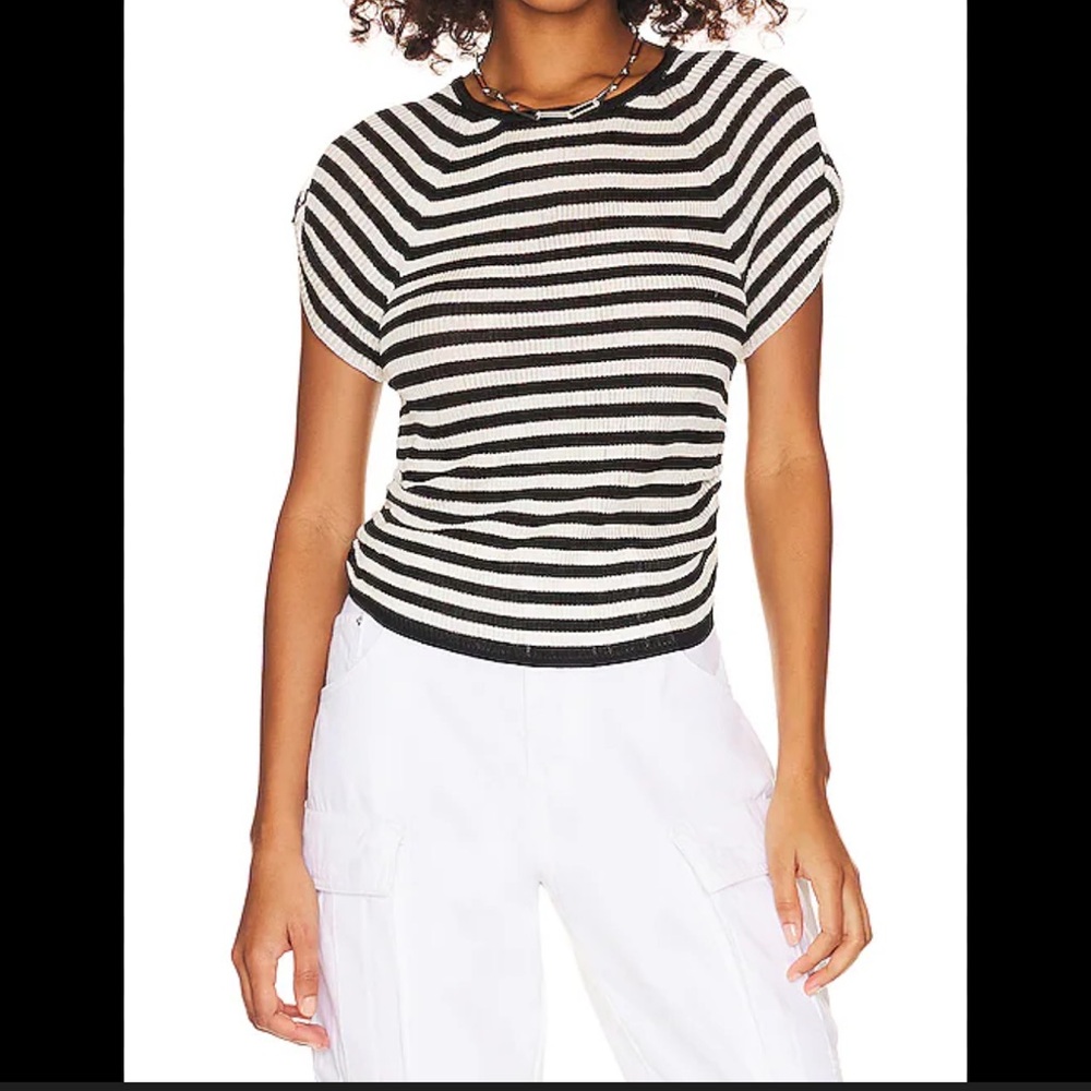 Black and White Striped Women's Top